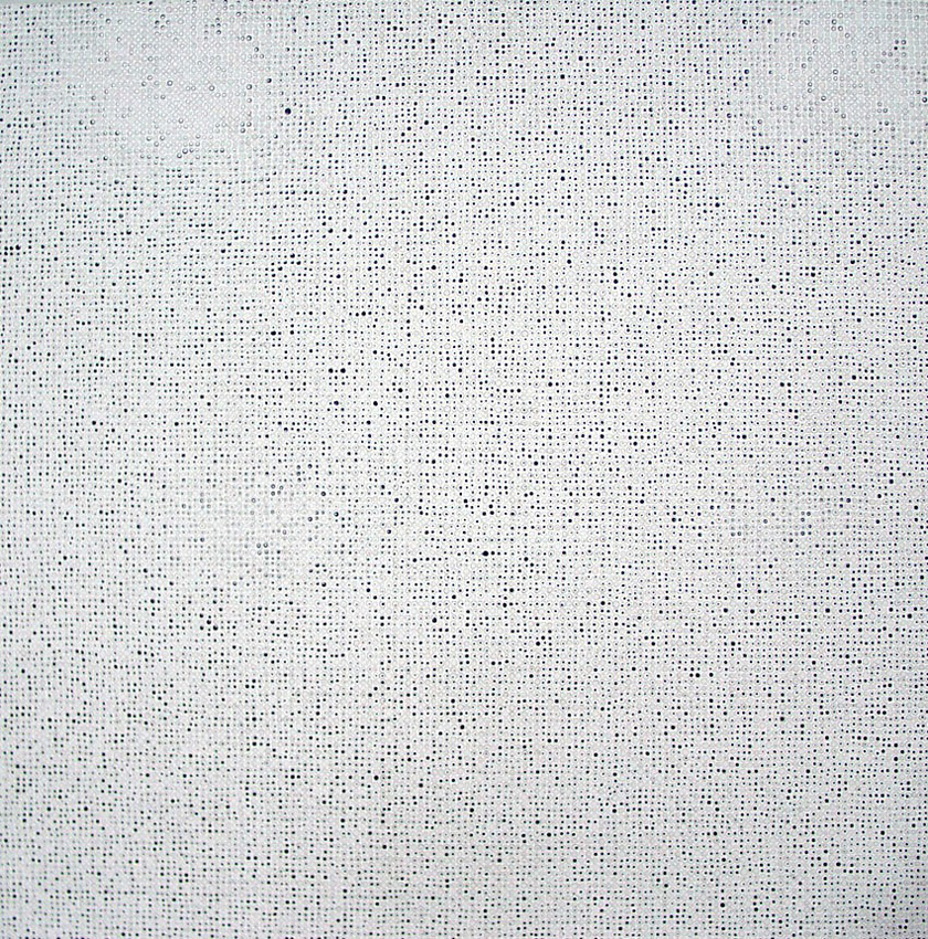 10.000 gotas, negro sobre blanco, sobre tabla. de 61 x 61 cm